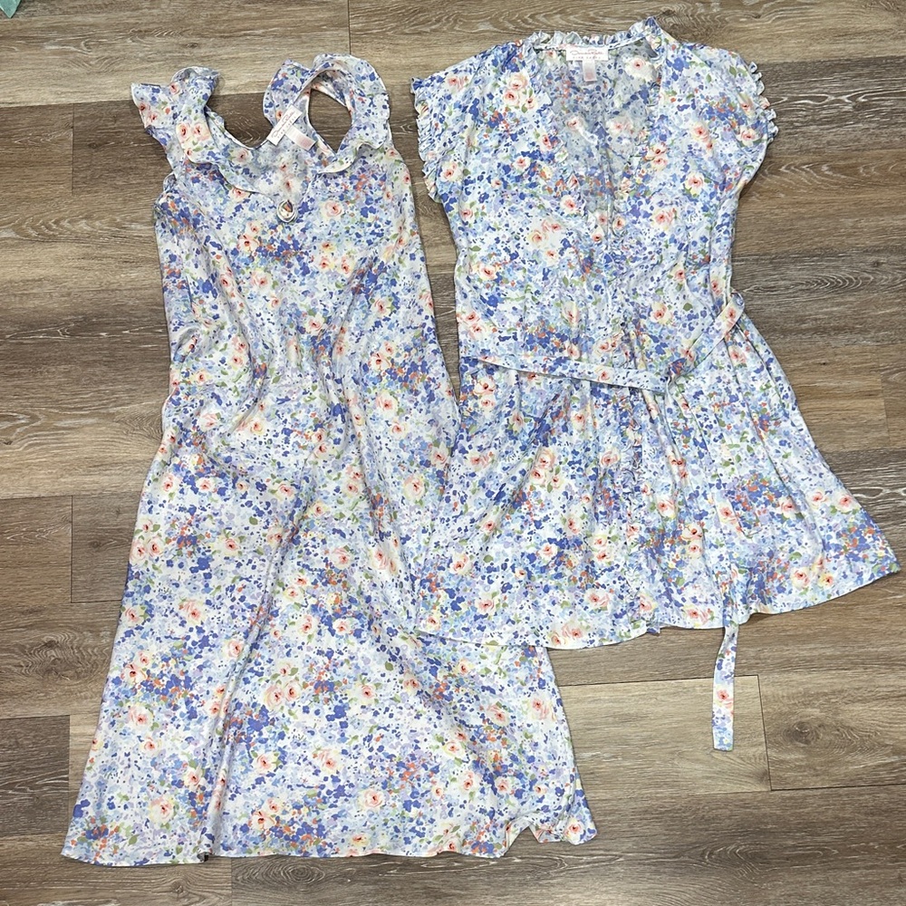 Oscar de la Renta Pink Label Floral Nightgown and Wrap